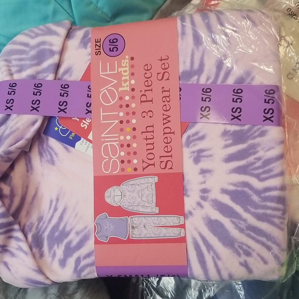 Saint Eve Youth 3-piece Pj Sleepwear Set,  Pink Tye Dye, Hoodie Set